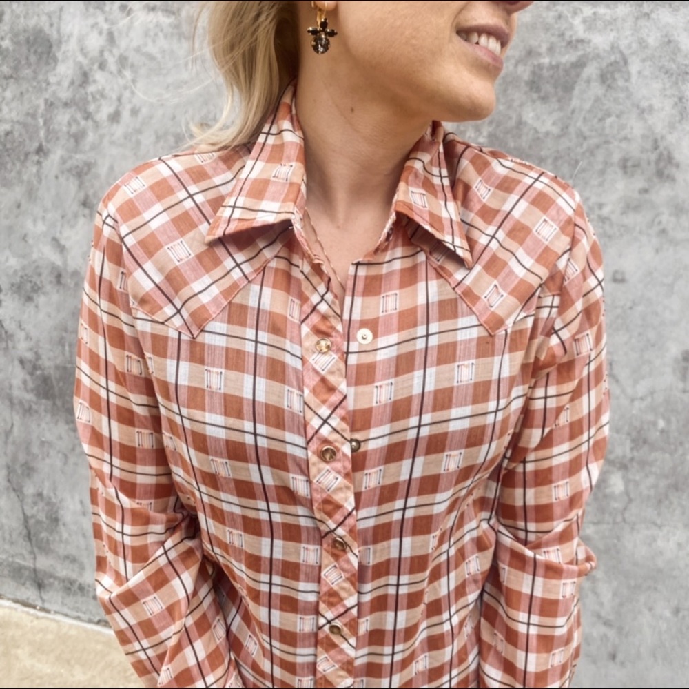 VINTAGE Wrangler Plaid Shirt Southwestern USA